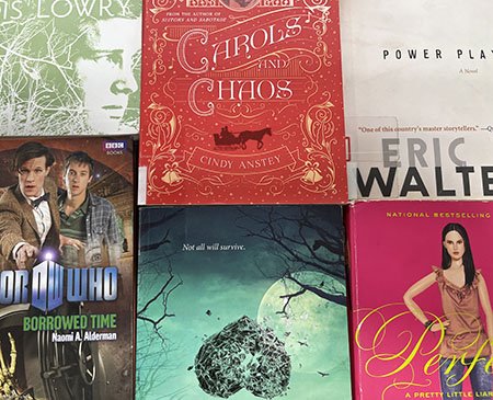 Several teen novels spread edge to edge